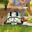 Insulated Lunch Bag for Women - Girl Green Leaves Box Reusable Meal Tote with Adjustable Shoulder Strap, Large Lunchbox for School Work Picnic Travel Camp Adult Children Kids Teens