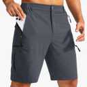 Pudolla Men's Hiking Cargo Shorts 9" Lightweight Outdoor Work Shorts for Men Travel Golf Camping Casual with 5 Zipper Pockets XL, Deep Grey
