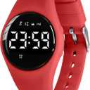 Kids Watches for Girls Boys Digital Sport Watch with Step Counter Pedometer Vibration Alarm Clock, No App Waterproof Fitness Tracker Kids Watch Boys Girls Teens Students Ages 5-16, 106-F-Red