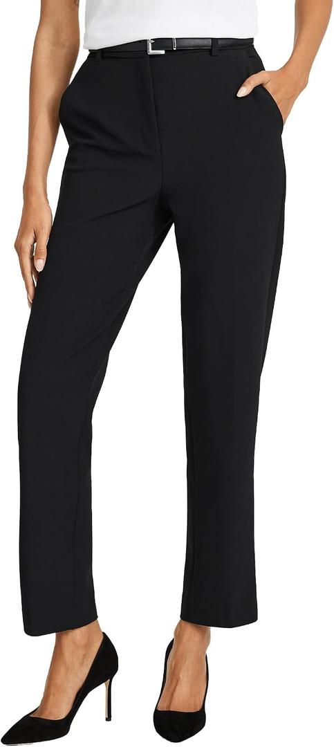 EXPRESS Women’s Editor Pants – Super High Rise Stretch Tailored Trouser with Polished Fit and Comfortable Feel, Black, Size 8