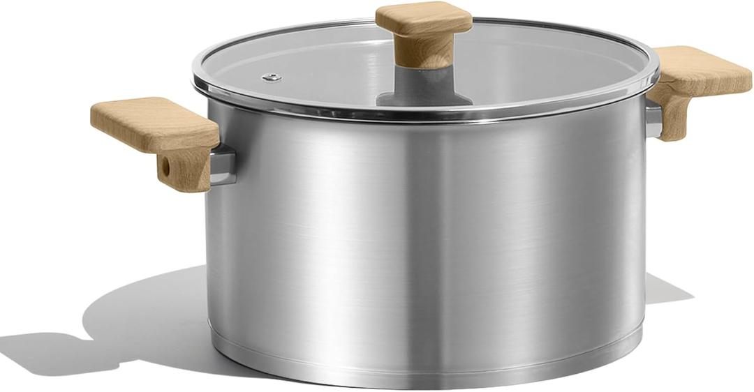 CAROTE Stainless Steel Stock Pot - 5.5 Quart Heavy Duty Induction Cooking Pot with Visible Lid for Pasta, Soup, Spaghetti, Bottom Big Stockpot, Deep Cookware for Canning, Boiling, Simmer