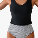 Eomenie Womens Halter Tankini Bathing Suit Ruched Tummy Control Two Piece Swimsuit with Bottom (XL, Black)