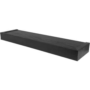 HIGH & MIGHTY 515658 Modern 24" Floating Shelf Holds up to 20lbs, Easy Tool-Free Dry Wall Installation, Flat, eCommerce Packaging, Black