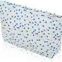 Wudimeitt Cosmetic bag Makeup bag Preppy Cute Corduroy Toiletry bag for women travel essentials (Blue Dot) Pack of 2