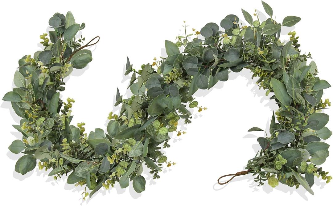 6FT Artificial Eucalyptus Garland  Non-Shedding Greenery Vine for Farmhouse, Wedding & Home Decor