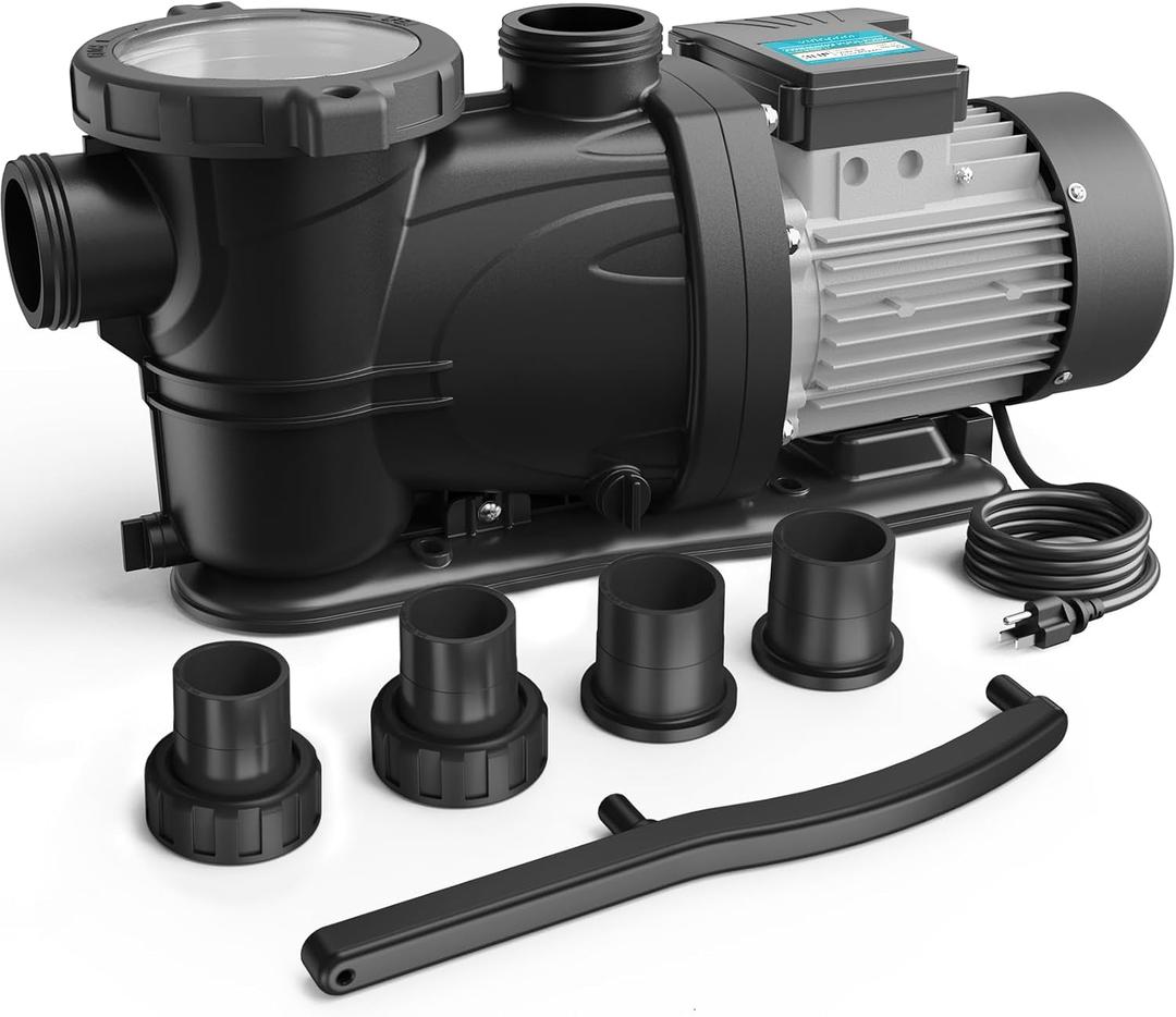 In/Above Ground Pool Pump, Self Primming High Flow (Single Speed, 3HP, 8964 GPH, 115V), Yellow