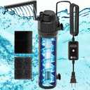 AquaMiracle Aquarium Filter for Green Water, U - V Fish Tank Filter with Timer (4/8/12/24 Hrs), Dual Mode (Aeration/Rainfall) Fish Filter for 40-120 Gallon Tanks, Flow Rate and Direction Adjustable
