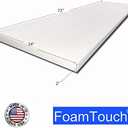 FoamTouch Upholstery Foam 2" x 24" x 72" High Density Cushion, white