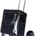 Reusable Grocery Bags on Wheels, Rolling Tote Bag, Portable Shopping Cart for Groceries with Wheels and Drawstring Bag, Trolley, 54L, Foldable, Black