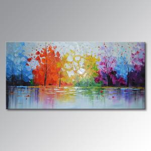 EVERFUN ART Hand Painted Palette Knife Oil Painting Modern Abstract Wall Art Hanging Lake Scenery Landscape Canvas Picture Framed Ready to Hang 40" W x 20" H EVERFUN ART Hand Painted Palette Knife Oil Painting Modern Abstract Wall Art Hanging Lake Scenery Landscape Canvas Picture Framed Ready to Hang 40" W x 20" H