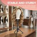 Wig Head Stand 23 Inch, Wig Stand with Head Wig Stand Tripod with Mannequin Head Stand, Wig Head Stand with Canvas Head for Wigs Making Display with Table Clamp, Wig Caps, Pins Set(Wig not included)