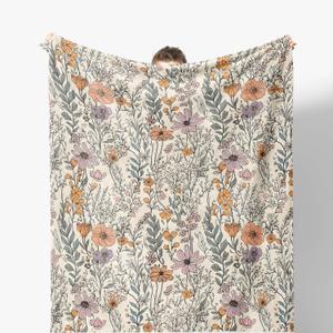 Vintage Floral Blanket - Wildflower Throw Blanket, for Couch & Bed, 50x60 Inches (Color 05)