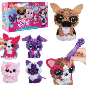 ORB PlushCraft DIY 3D Dog and Cat Gift Set 6 Pack Craft Kit - Mess Free Punch Fabric System, No Sewing Required - Includes 2 Standard Size 3D Pets and 4 Mini Pets - Fun Craft Projects for Boys, Girls