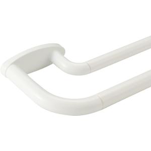 Double Curtain Rods White,Room Darkening Drapery Rod for 48-84 Inches,Adjustable 3/4 Inches Front and 5/8 Inches Back Quality Metal Rod for Window,Wrap Around Design