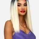 Vivica A. Fox HALSTIN, SYNTHETIC HAIR, Natural Baby Lace Wig, Color HTT4/BG, Highlight Two Tone Color. Medium Dark Brown(#4) Top and Burgundy Bottom & Front Highlight