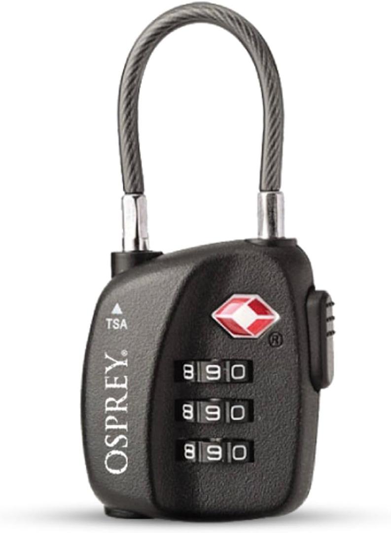 Osprey TSA Approved 3 Dial Cable Luggage Lock, Black