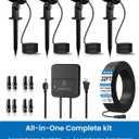 ZZXX All-in-One Low Voltage Landscape Lighting Kit, 4-Pack LED Landscape Lights with Transformer 32FT Wire and Connectors, 2700K Waterproof Landscape Spot Lights for Garden Yard House Tree