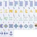 American Mahjong Tile Set 160 Engraved 4-Layer Tiles, Mediterranean Navy and Gold Coastal Design with Vegan Leather Carrying Bag and Matching Dice | Amalfi Edition
