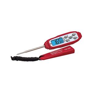 Taylor Digital Waterproof Thermometer with Bright Blue Backlight for Kitchen, Meat, Food, Grill, BBQ Cooking, Red, Standard,(806GW)