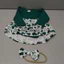 Noubeau Infant Baby Girl St.Patrick's Day Dress Ruffle Long Sleeve Romper Top Lucky Clover Print Skirt Outfits+Headband