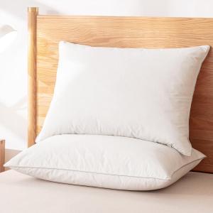 Premium Goose Feathers Down Pillows,White Queen Pillows Set of 2,Luxury Hotel Collection Goose Down Pillows,100% Organic Cotton Fabric,Breathable and Skin-Friendly,650 Thread Count (Queen (Pack of 2), Soild White)