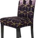 Gibelle Dining Room Chair Covers Set of 12, Stretch Parsons Chair Slipcovers Universal Removable Washable Chair Seat Covers Protector for Dining Room, Kitchen, Hotel and Party, Purple Cubes