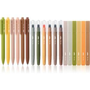 Mr. Pen Aesthetic Highlighters and Gel Pens, 18 Pack, Earth Tone and Vintage Color Bible Highlighter No Bleed