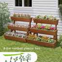 3-Tiers Wooden Raised Garden Bed Tiered Planter Box Flower Pots Vertical Garden Planter Wood Plant Stand for Vegetables Flowers Herbs for Patio, Balcony, Freestanding (Brown L)