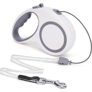 Retractable Dog Leash, 30 FT/ 20 FT Dog Walking Leash for Small Medium Large Dogs up to 77 lbs/ 44 lbs, Heavy Duty No Tangle (White, 20 FT (0-44 lbs))