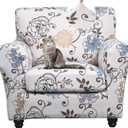 SearchI Sofa Cover Couch Covers, 2 Pieces Armchair Slipcover with 1 Separate Cushion Cover Stretch Soft Furniture Protector for Living Room Couch Cover for Pets Kids(Armchair, Elegant Flower) (Small)