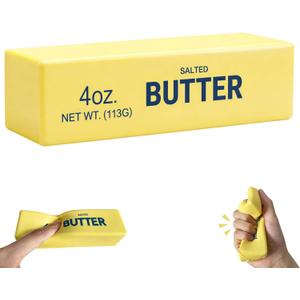 Butter Squishy Slow Rising Stress Relief Toy, Realistic Butter Stick Squeeze Toy, Non-Stick TPR Fidget Toy for Anxiety & Sensory Relief, Cute Desk Decor for Kids & Adults, Office & School (1PC)