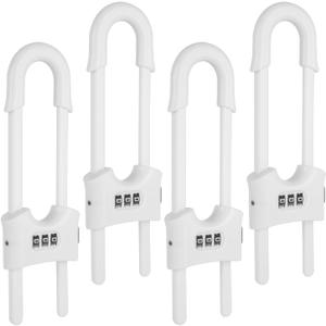4 Packs Sliding Cabinet Locks, Baby Proofing U-shaped Child Safety Latches Adjustable White Locks For Handles Knobs Drawers - White (4PCS White)