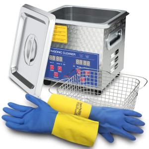 Ultrasonic Parts Cleaner 200W Heated 2L (1.5L liquid capacity) for Small Carburetors Injectors Guns Bullets Brass and Jewelry Professional Stainless Steel Ultrasonic Bath Upgrade