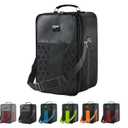 Small Wig Travel Box with Top Handle, Shoulder Strap & Double Zipper, Carrying Case with Removable Head-Holding Base - Black Square Design - by Adolfo Design
