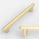 Amerdeco 10 Pack Brushed Gold Cabinet Pulls 6.3 Inch(160mm) Hole Center Drawer Pulls Cabinet Hardware Kitchen Cabinet Handles for Bathroom Pulls ZH0065