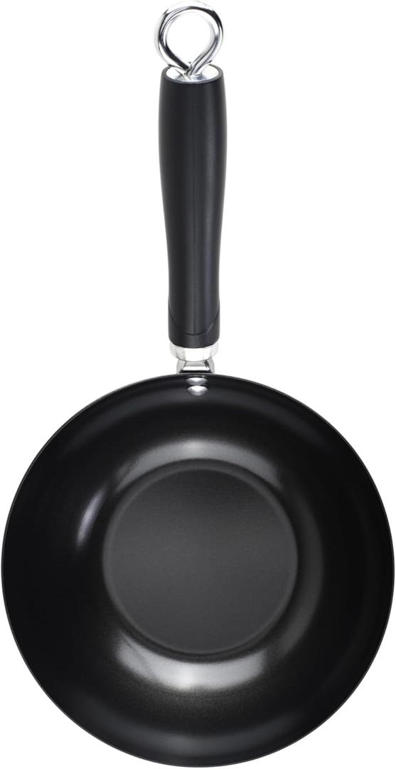 GoodCook Everyday Nonstick Wok, 8-Inch, Black, Carbon Steel Small Wok, High Wall Construction, Flat Base, Ergonomic Flame Guard Handle, Non-Stick Wok Pan for Stir Fry and Sauting