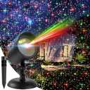 Laser Projector Lights Outdoor for Christmas, Motion Laser Christmas Lights Projector, Red & Green Stars Starry Show Dynamic Patterns for Xmas Seasonal Decorative Lighting House Wall