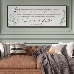 PEONIA 41" x 15" Love Never Fails Wall Decor - Perfect Large Size Love Is Patient Love Is Kind Wall Art Decor Above Bed Express Love Wall Decor (Black) PEONIA 41" x 15" Love Never Fails Wall Decor - Perfect Large Size Love Is Patient Love Is Kind Wall Art Decor Above Bed Express Love Wall Decor (Black)