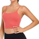 Lemedy Women Padded Sports Bra Fitness Workout Running Shirts Yoga Tank Top (Medium, Red Coral)