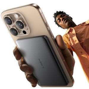 LISEN 0.5‘’ Ultra Slim MagSafe Portable Charger,10000mAh Wireless Card Slim MagSafe Battery Pack iPhone 17 Air Accessories, Magnetic Power Bank for iPhone 17 Pro Max Plus Air/16/15/14/13/12，GlacierGray