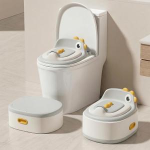 Toddler Potty Toilet for Baby 3-in-1 Training Seat, Potty Chair for kids Portable Removable Seat with Sturdy Step Stool, Splash Guard & Comfortable Backrest, Bowl Easy to Clean