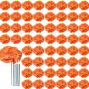 AVIVIHO 65pcs Fake Flowers Orange Hydrangea Artificial Flowers Bulk (Not Squished, No Steaming Need) Silk Flowers with Stems for Wedding Decor,Home,Baby Shower,Table Centerpieces Decoration