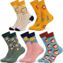 5 Pairs Funny Cotton Socks Crazy Colorful Crew Sock