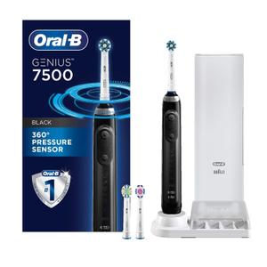 Oral-B 7500 Electric Toothbrush with Replacement Brush Heads and Travel Case, Black (Genius 7500 Kit)
