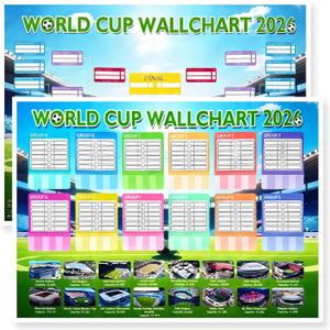 Edussy 2PCS Soccer Championship Bracket Poster 2026, 33"23.6" 2026 Merchandise Tournament Party Decorations Schedule Wall Chart for Soccer Fans Gifts Soccer Theme Party Match Decor