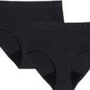 Thinx for All Period Underwear, Everyday Comfort Hi-Waist, Holds Up to Regular 12 Tampons, Period Panties, Leakproof, Reusable & Controls Odor, Black, 2 Pack, Small