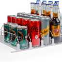 Dwella Drink Organizer for Fridge with Pusher Glide, 5 Rows Spring Loaded Fridge Drink Dispenser, Self Pushing Soda Can Organizer for Refrigerator, Bottle Beverage Organizer for Fridge Drink Holder