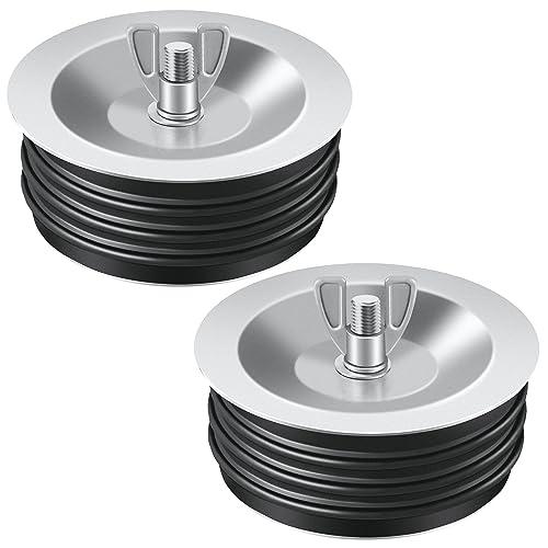 Dreyoo 2 Pcs 4 Inch End of Pipe Gripper Mechanical Plug, Steel Drain Pipe Cover with Galvanized Screw and Wing Nut for Outdoor Sewer Cleanout Drain