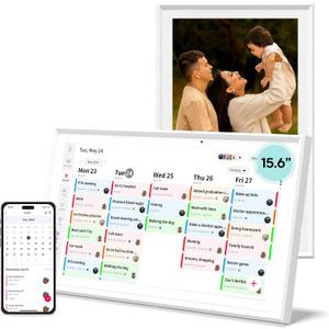 15.6" Smart Digital Calendar, No Subscription WiFi Touch 1080P Photo Frame | No subscription fees, cross-platform WiFi sync iCloud, Google & Outlook, all-in-one FHD touch family organizer photo frame