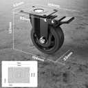 4 Inch Caster Wheels, Heavy Duty Casters Set of 4, Swivel Casters with Brake 2200 Lbs, Locking Industrial Top Plate Casters Wheels for Furniture and Workbench Cart(Two Hardware Kits Include)